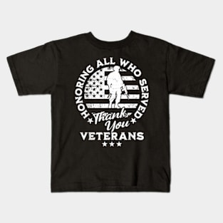 Honoring All Who Served  Veterans Memorial Day 2024 Kids T-Shirt